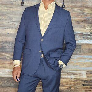 Indochino Made for you Wool Blue Flat Front Panel Suit 42S X 38W